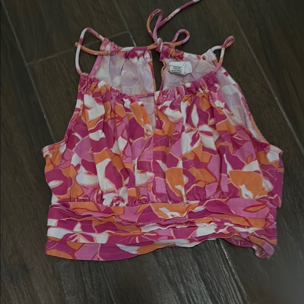 Floral Pink and Orange Women's Top
